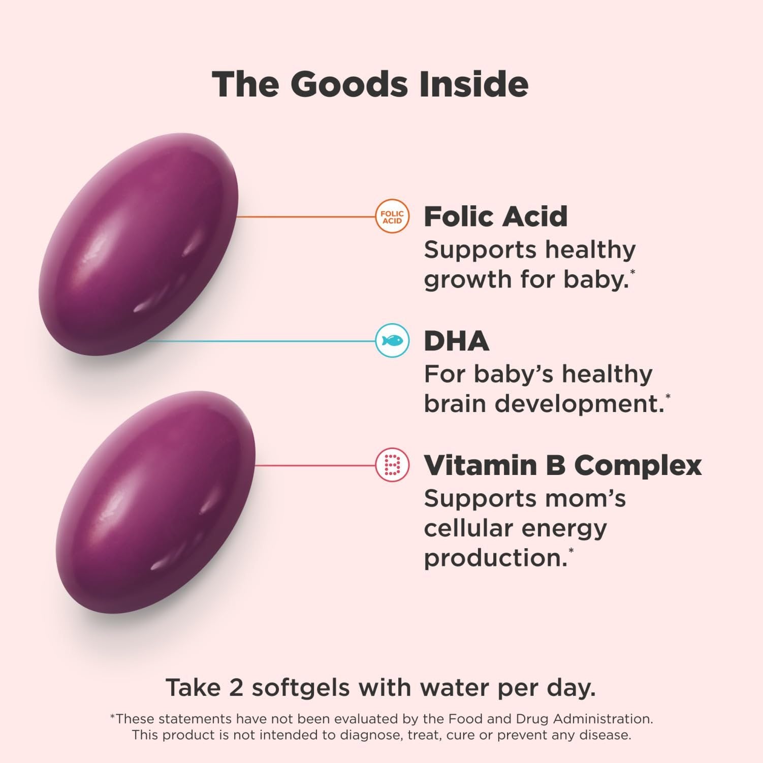 Softgels OLLY multivitaminas prenatales con ácido fólico y DHA
