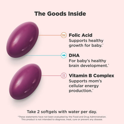 Softgels OLLY multivitaminas prenatales con ácido fólico y DHA