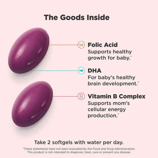 Softgels OLLY multivitaminas prenatales con ácido fólico y DHA
