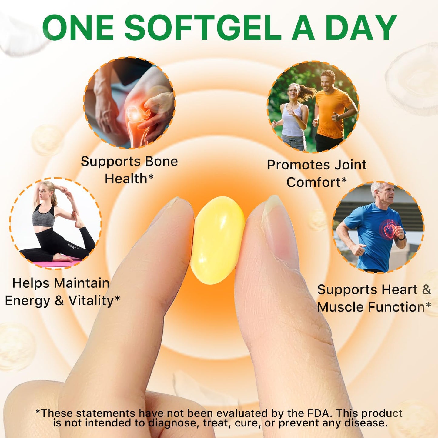 Softgels para salud huesos y corazón
