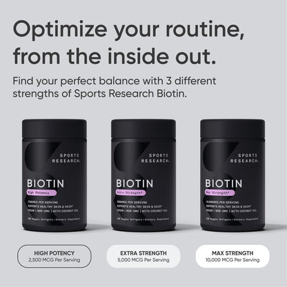 Softgels Sports Research biotina cápsulas para queratina saludable