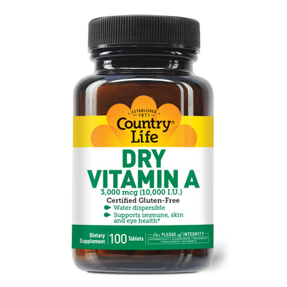 Softgels vitamina A Country Life para salud inmune
