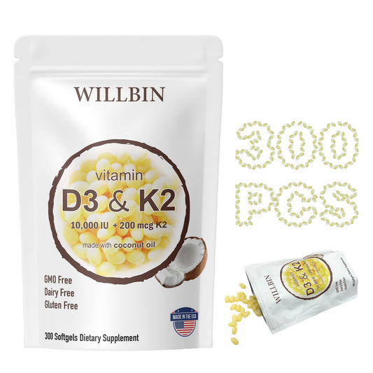 Softgels vitamina d3 10000 iu k2 mk7 paquete willbin
