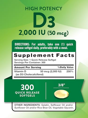Softgels vitamina d3 2000 ui natures truth en caja