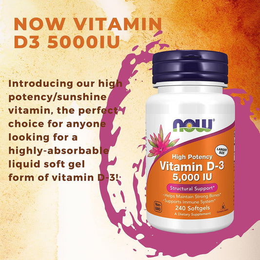 Softgels de Vitamina D3 5000 UI mostrados cerca