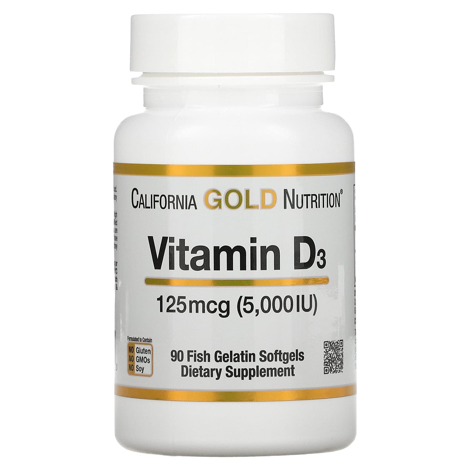 Softgels de vitamina D3 California Gold Nutrition 5000 UI