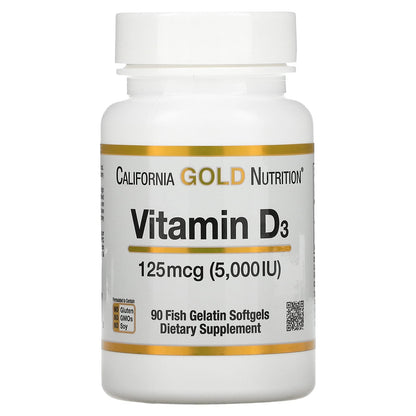 Softgels de vitamina D3 California Gold Nutrition 5000 UI