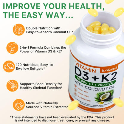 Softgels de vitamina D3 K2 con aceite de coco