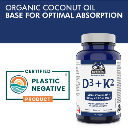 Softgels naturales de Vitamina D3 K2 Summit Supplements
