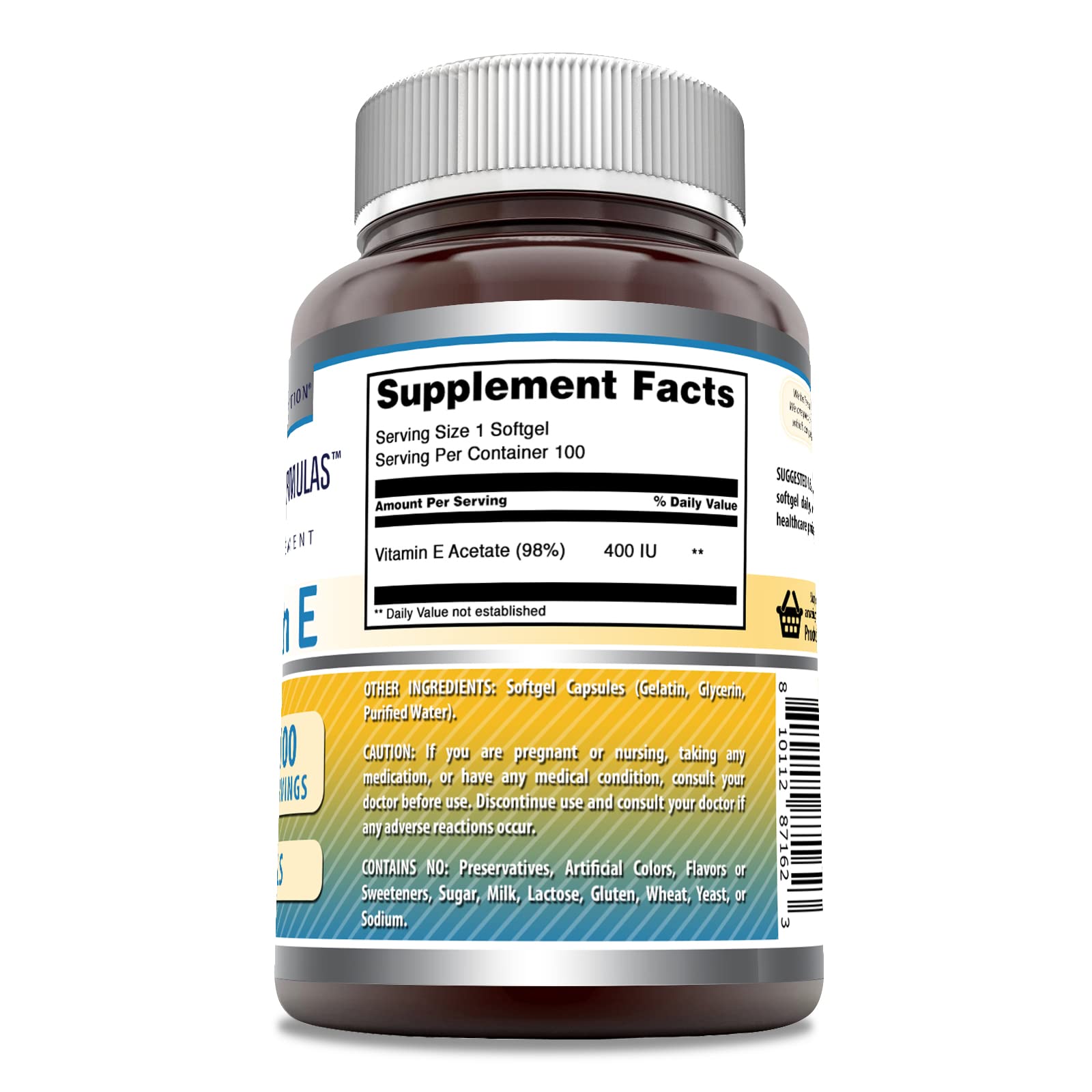 Softgels vitamina E Amazing Formulas 400 UI sin gluten