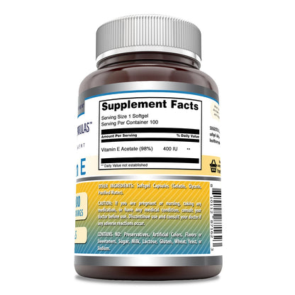 Softgels vitamina E Amazing Formulas 400 UI sin gluten