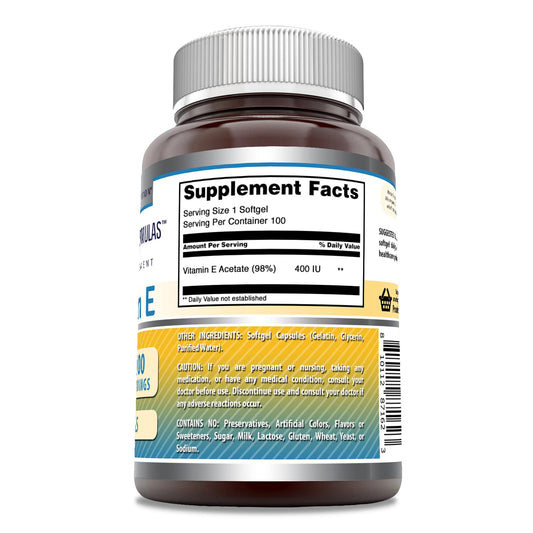 Softgels vitamina E Amazing Formulas 400 UI sin gluten