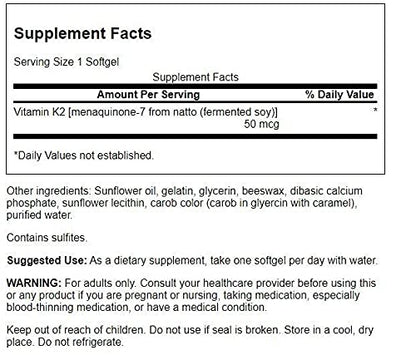 Softgels vitamina K2 Swanson presentación lateral