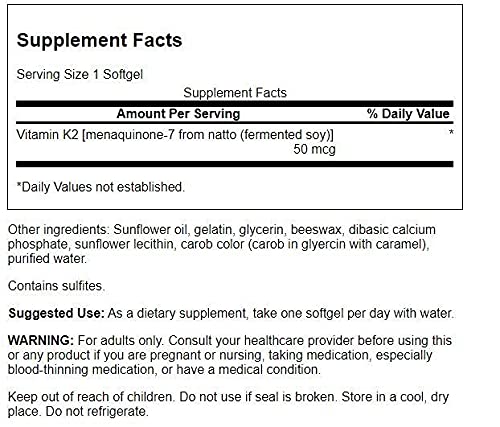 Softgels vitamina K2 Swanson presentación lateral