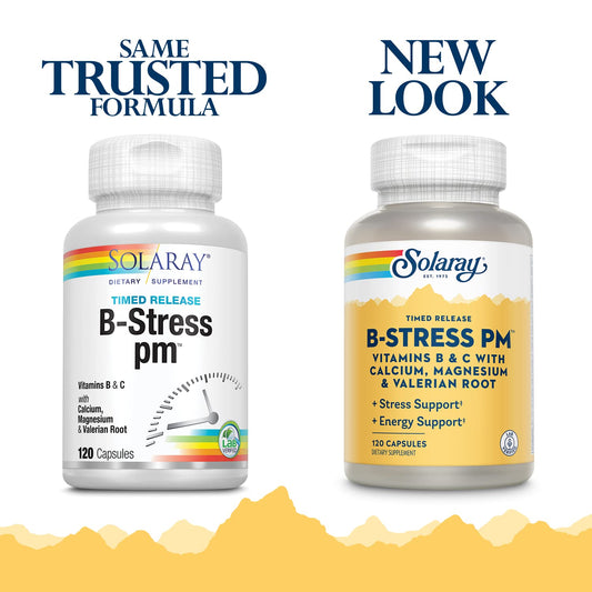 Solaray B-Stress PM fórmula confiable nuevo diseño
