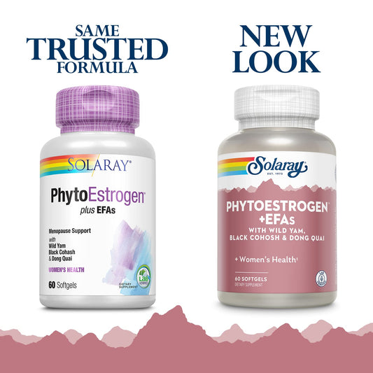 Nuevo frasco de Solaray Phytoestrógeno para apoyo en menopausia.