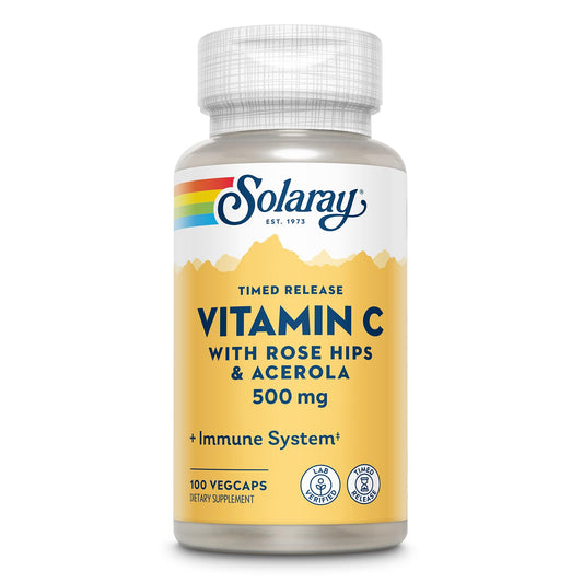 Solaray vitamina C 500mg con escaramujo y acerola 100 cápsulas