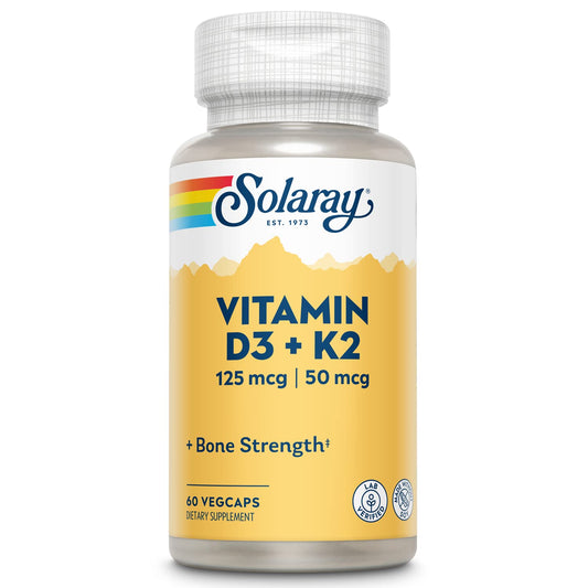 SOLARAY suplemento vitamina D3 y K2 para huesos fuertes 60 cápsulas vegetales
