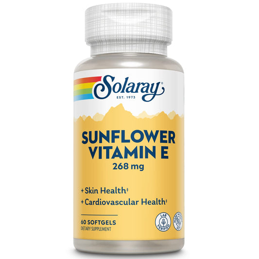 Solaray vitamina e 400 ui girasol softgels botella plástico 60 cápsulas