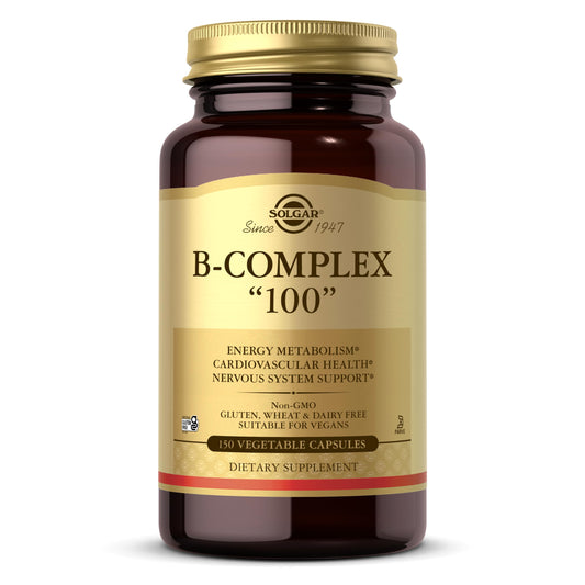 Frasco Solgar B-Complex 100 con 150 cápsulas vegetales