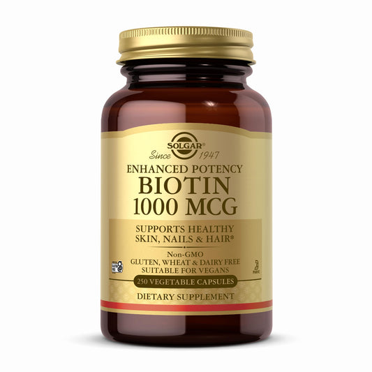 Botella de Solgar Biotina 1000 mcg con 250 cápsulas vegetales