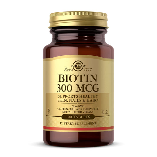 SOLGAR biotina 300 mcg 100 tabletas envase frente