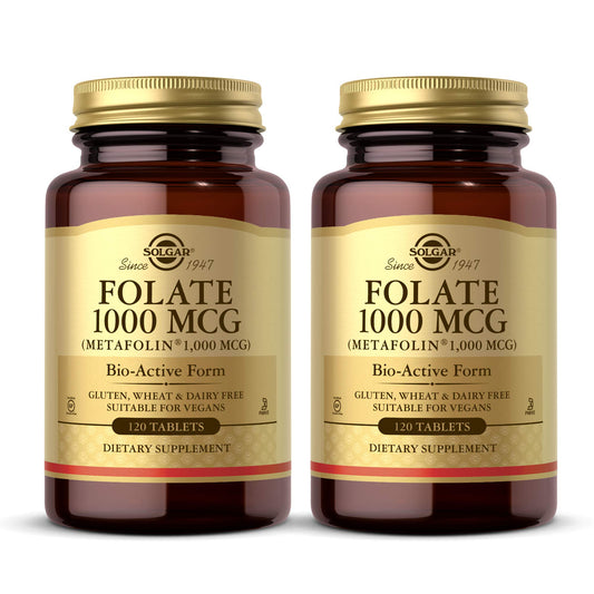Solgar folato 1000 mcg 120 tabletas 2 paquetes vegano