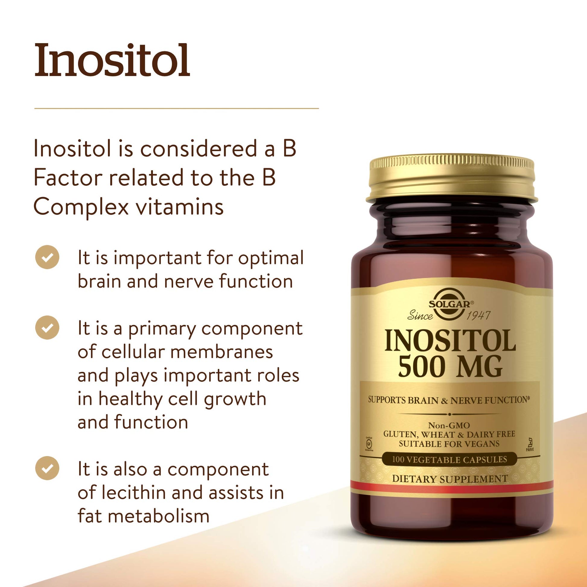 descripción de beneficios Solgar Inositol 500 mg