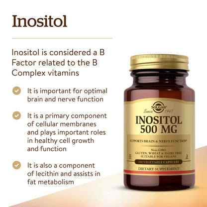 descripción de beneficios Solgar Inositol 500 mg