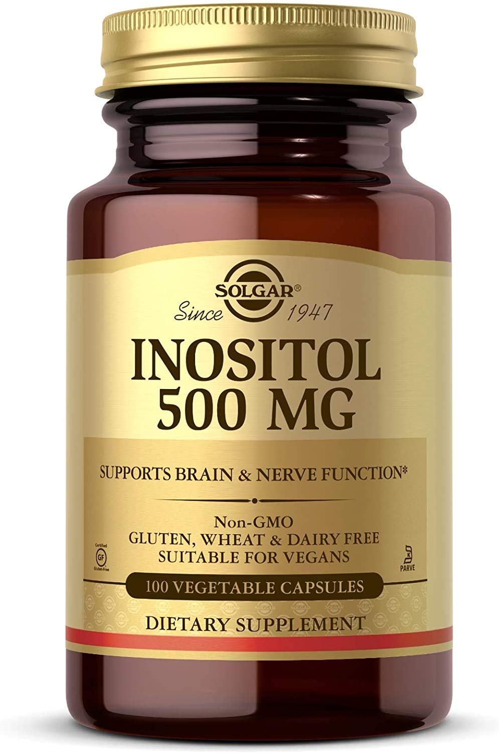 frente de la botella Solgar Inositol 500 mg