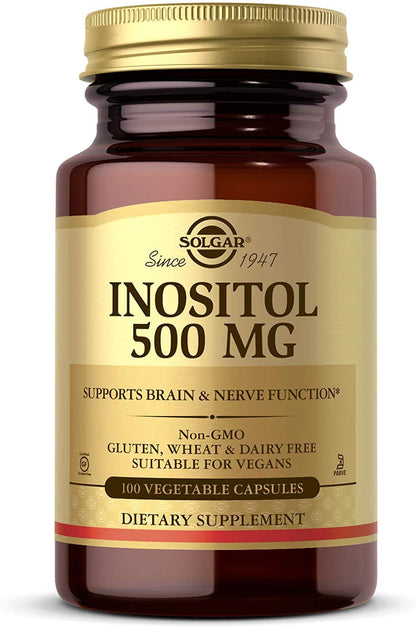 frente de la botella Solgar Inositol 500 mg