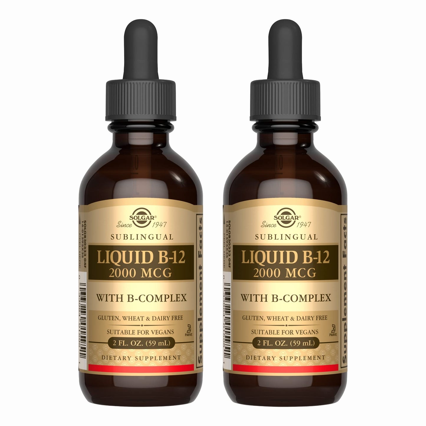 SOLGAR líquido sublingual B12 2000mcg pack 2 vegano sin gluten