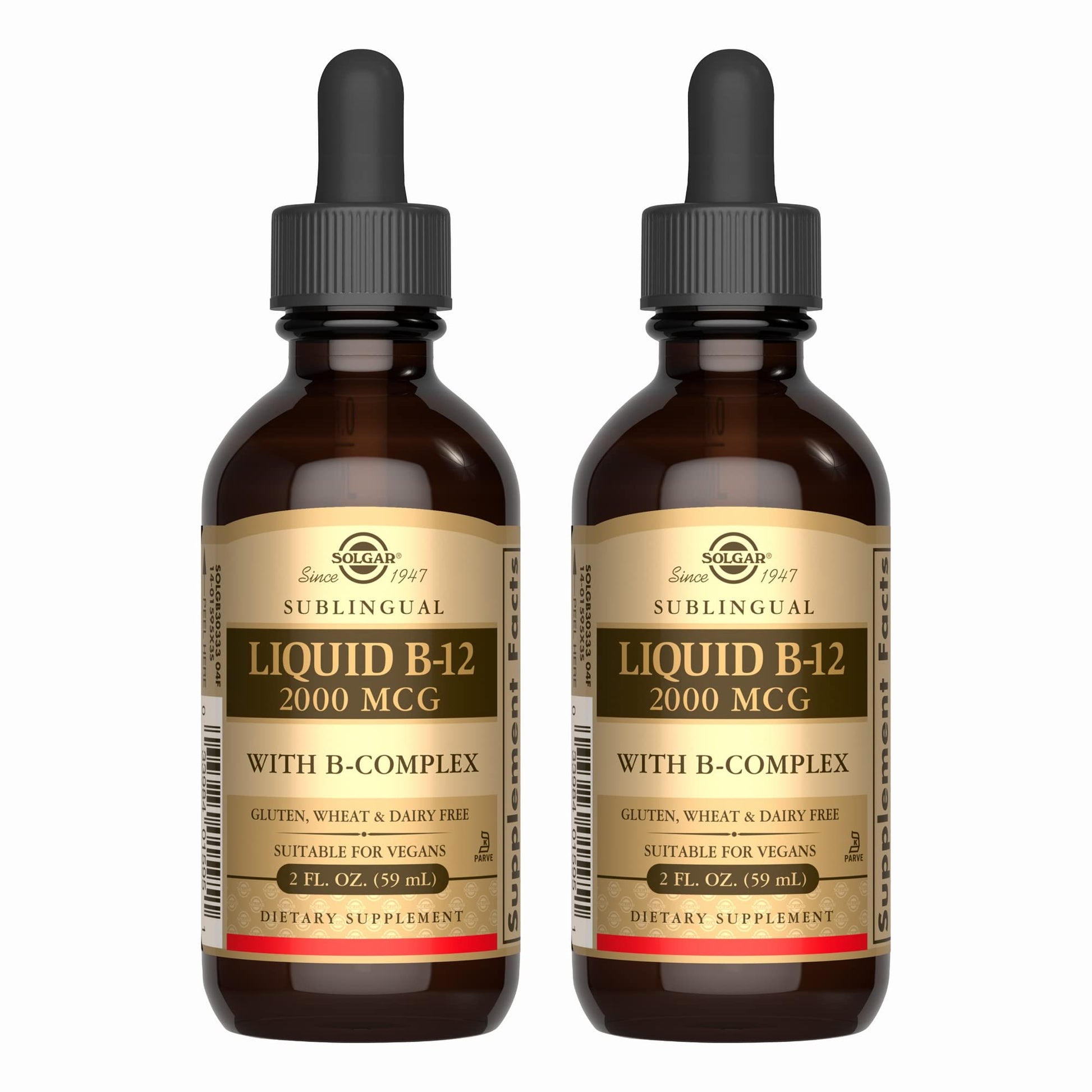 SOLGAR líquido sublingual B12 2000mcg pack 2 vegano sin gluten