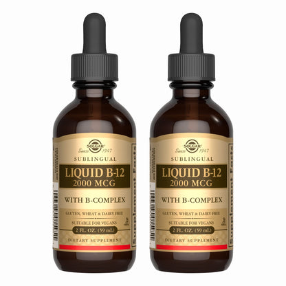 SOLGAR líquido sublingual B12 2000mcg pack 2 vegano sin gluten