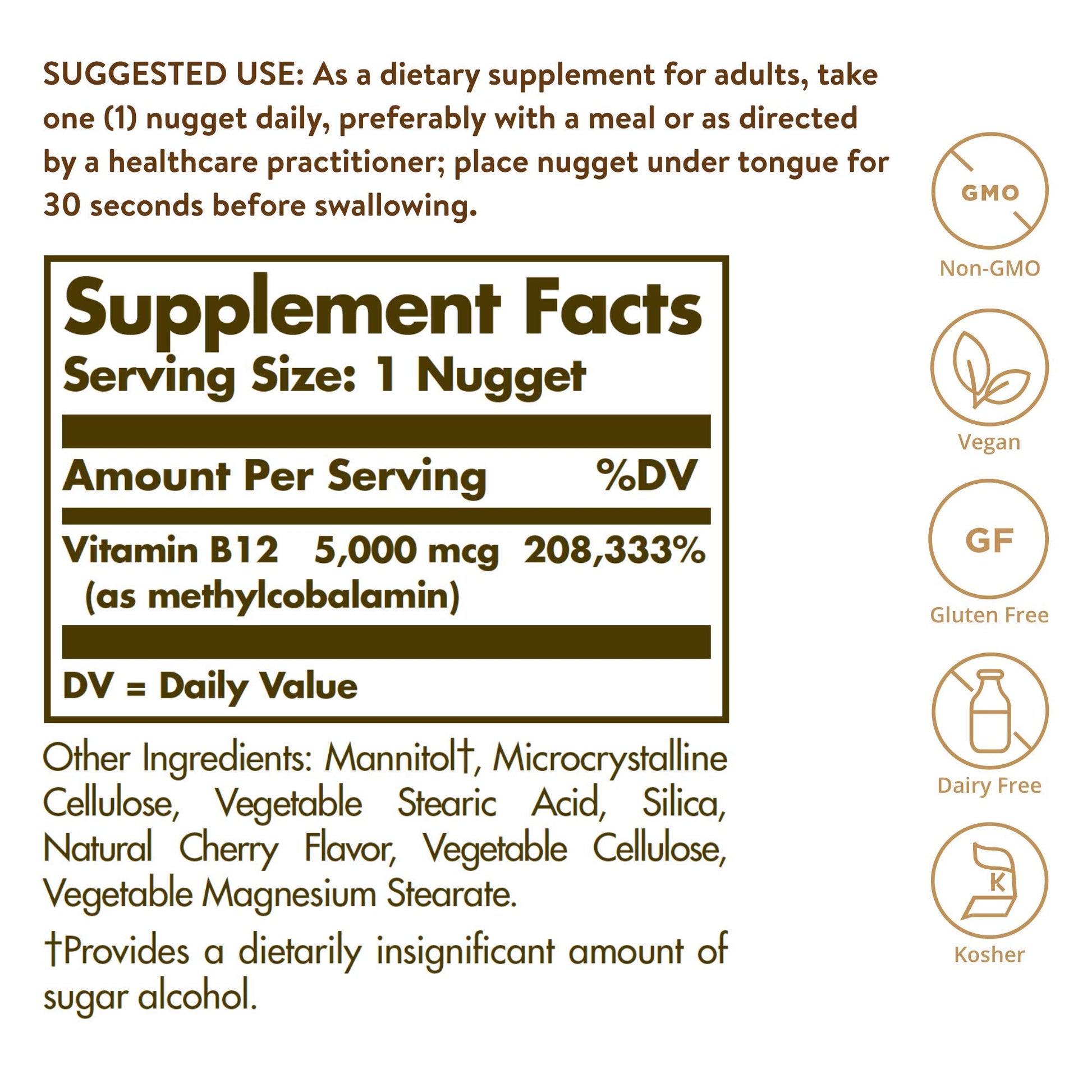 Caja SOLGAR metilcobalamina vitamina B12 para energía y salud