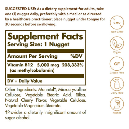 Caja SOLGAR metilcobalamina vitamina B12 para energía y salud