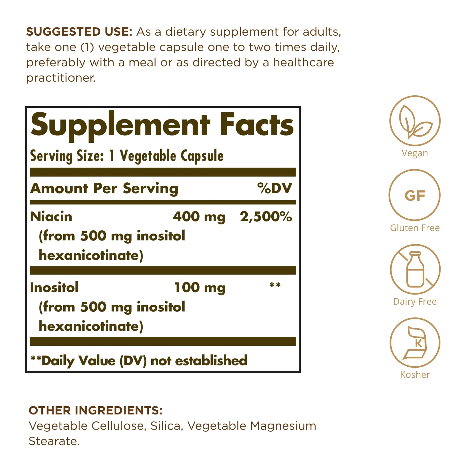 SOLGAR no flush niacin 100 cápsulas vegetales
