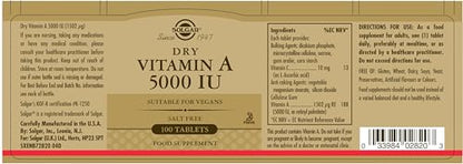 Solgar suplemento vitamina a caja y tabletas