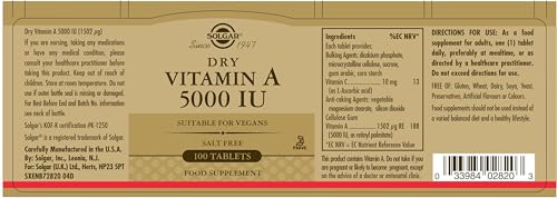 Solgar suplemento vitamina a caja y tabletas