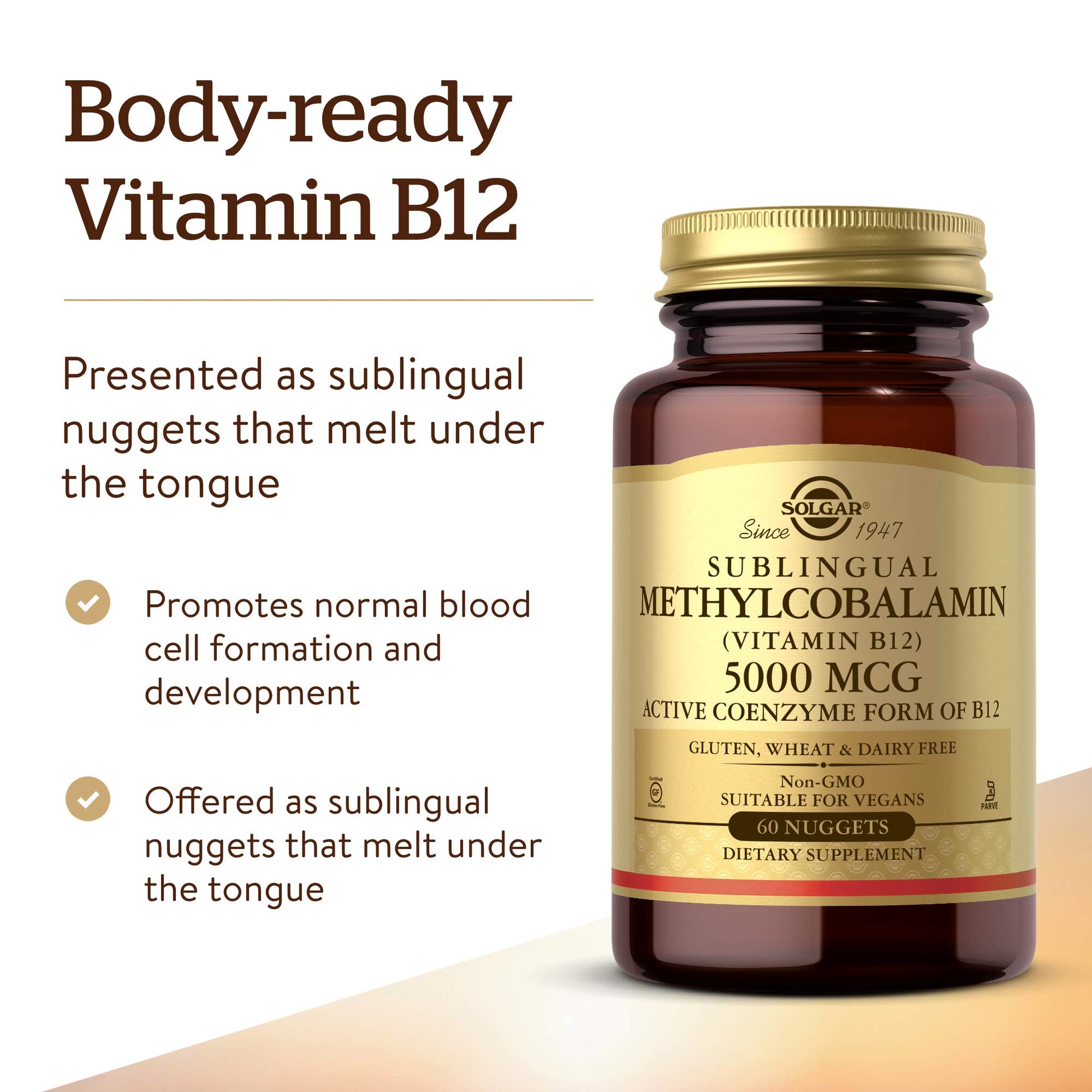 Tabletas SOLGAR vitamina B12 5000 mcg sublingual