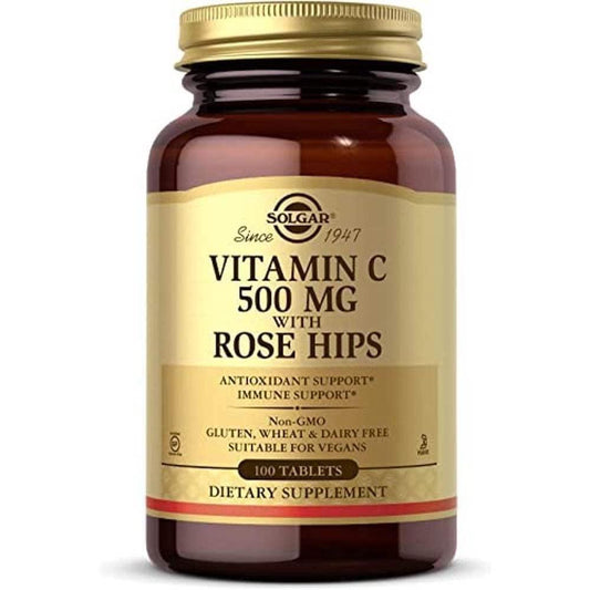 Solgar vitamina c 500 mg con escaramujo paquete frontal