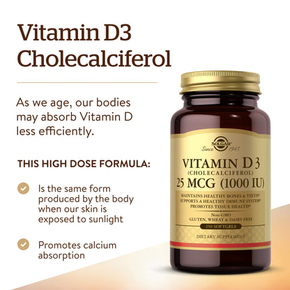 Solgar Vitamina D3 1000 UI cápsulas blandas vista superior