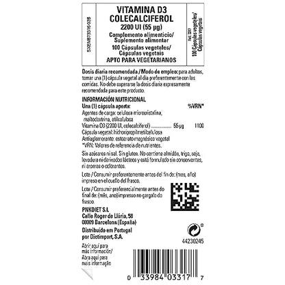 Solgar Vitamina D3 2200 UI cápsulas vegetales apiladas