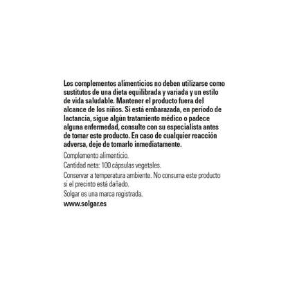 Solgar Vitamina D3 2200 UI cápsulas vegetales lado del envase