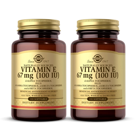 Solgar vitamina E 67 mg 200 UI 2 paquetes de 100 softgels