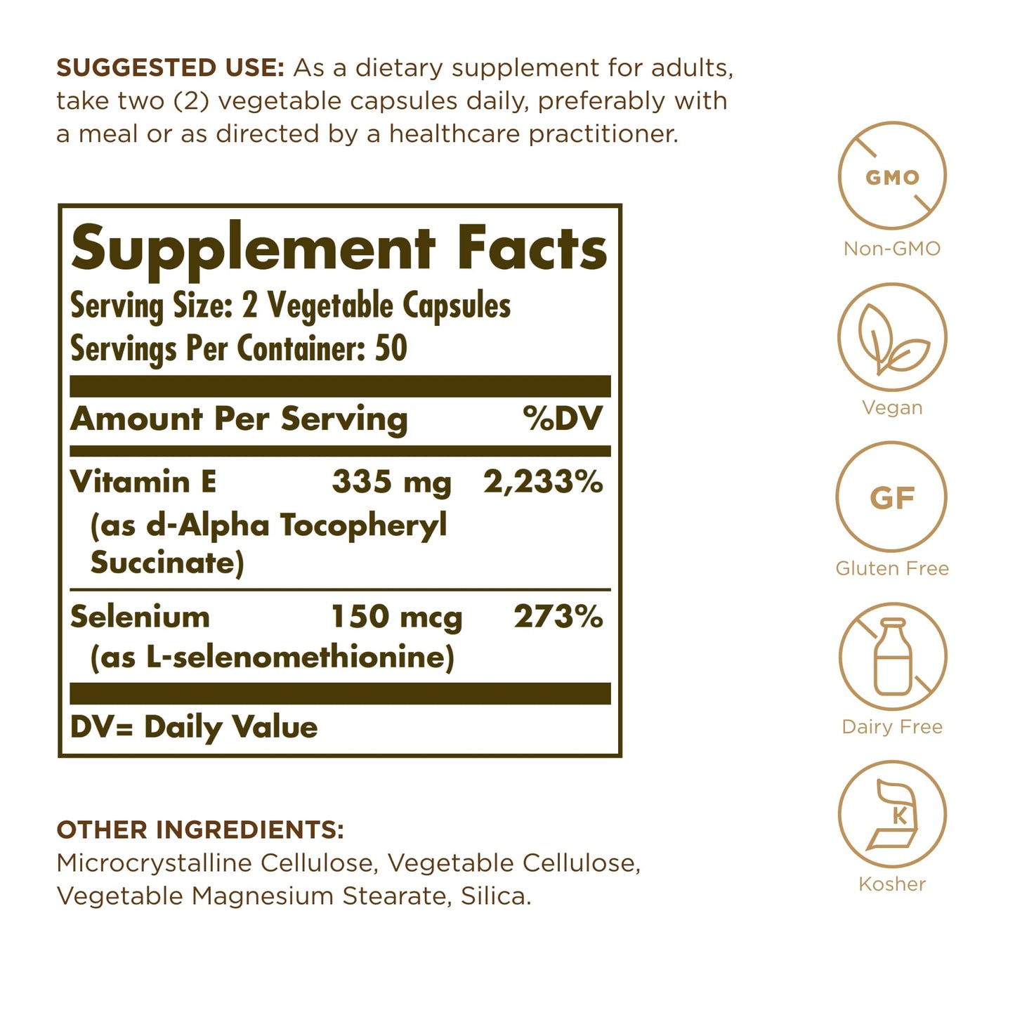 Solgar Vitamina E Seca cápsulas vegetales