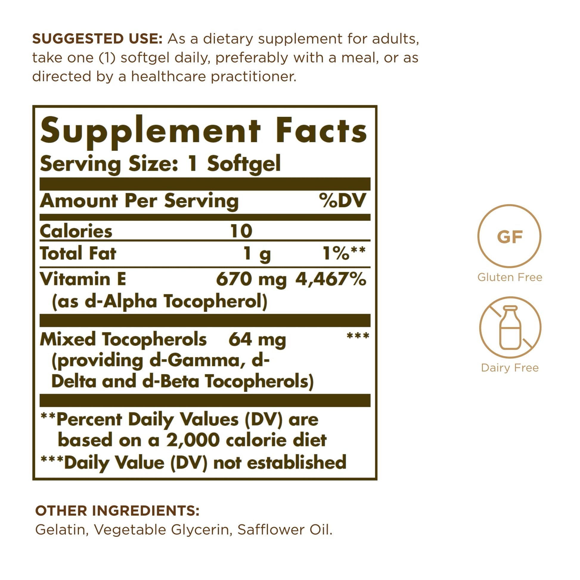 Solgar vitamina e softgels envase frontal