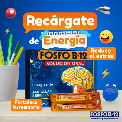 Solución Fosfo B-12 ampollas y jarabe para concentración