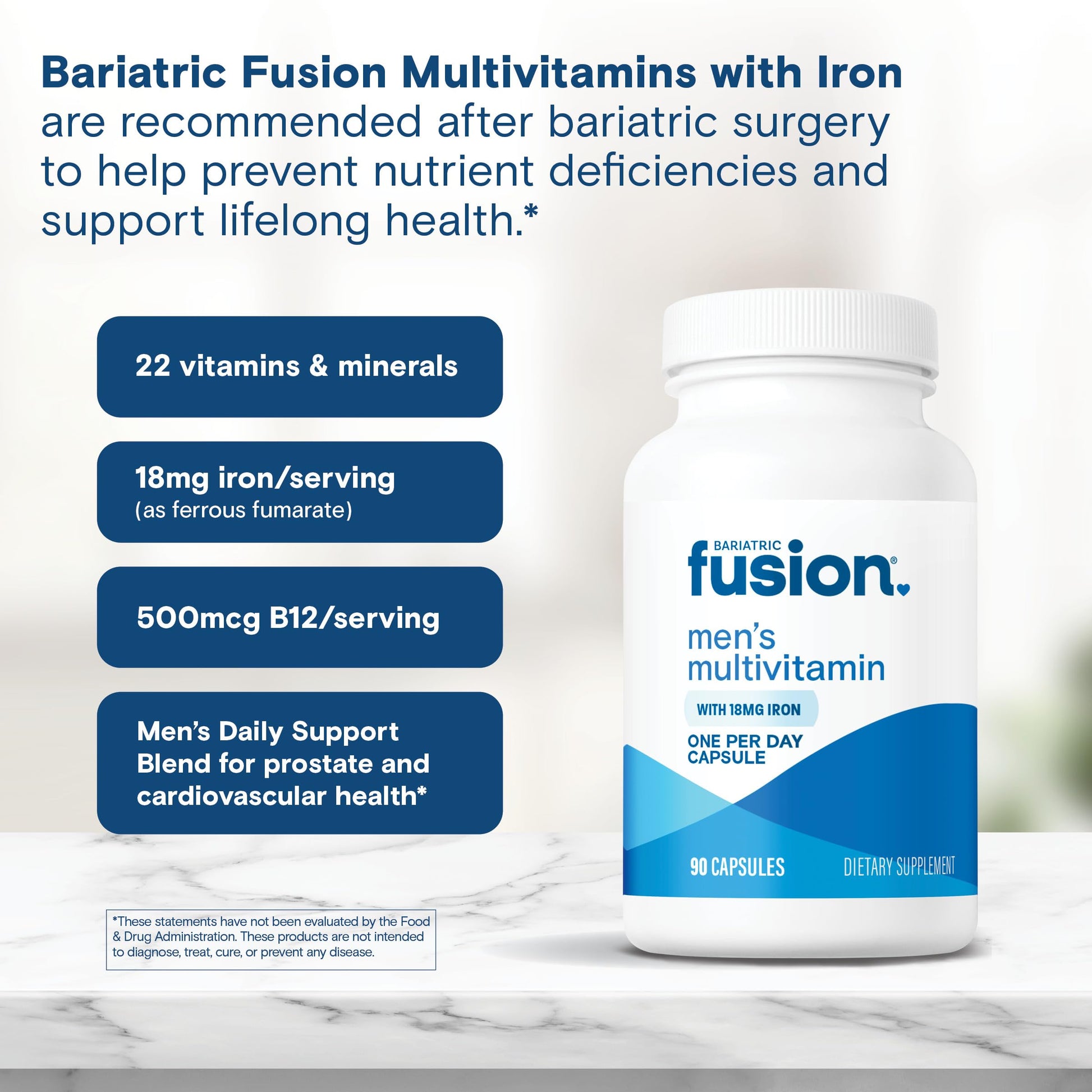 Multivitaminas bariátricas para hombres, soporte corazón
