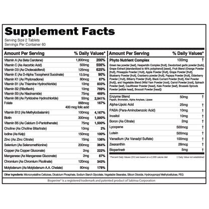 Soporte de entrenamiento intenso con EVL Multivitaminas para hombres